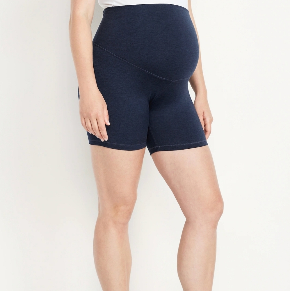 Bundle Old Navy Maternity CloudComfy Biker Shorts, Navy and Gray, Size S